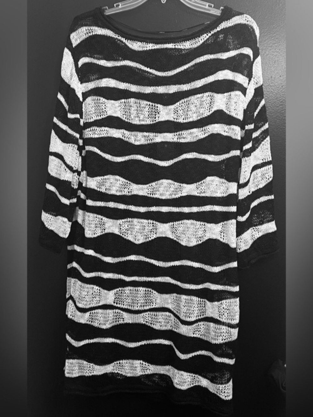 Vertigo Paris Striped Knit Dress Black and White - Picture 2 of 5